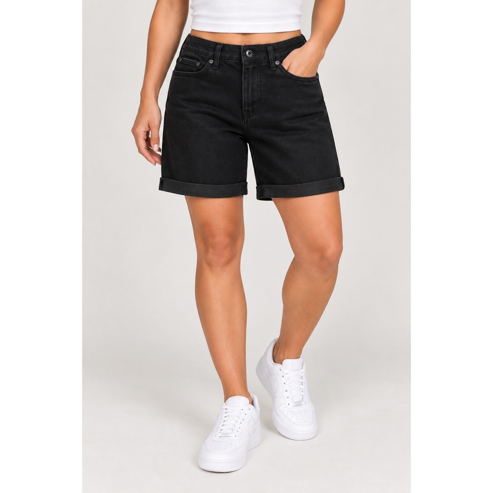 DKNY Jeans Womens Black Cuffed Denim Shorts Size 8 Stretch Five Pocket